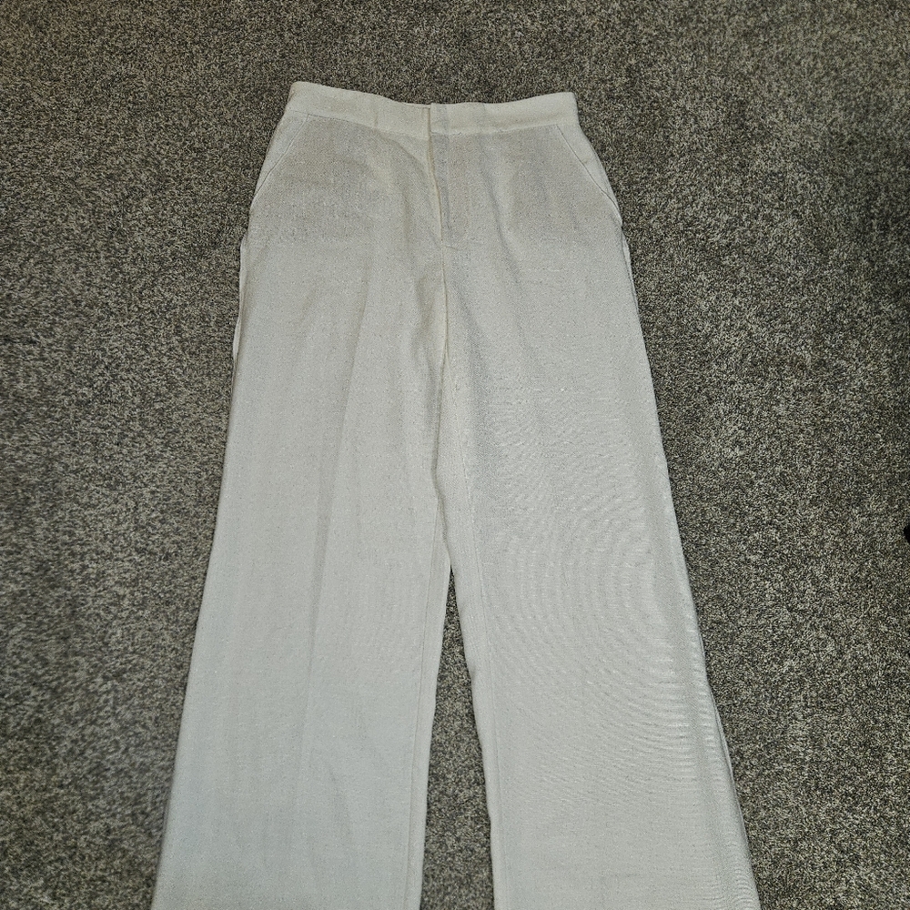 Zara Cream Wide-Leg Trousers